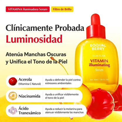 EQQUALBERRY Serum iluminador de vitaminas C con ácido hialurónico